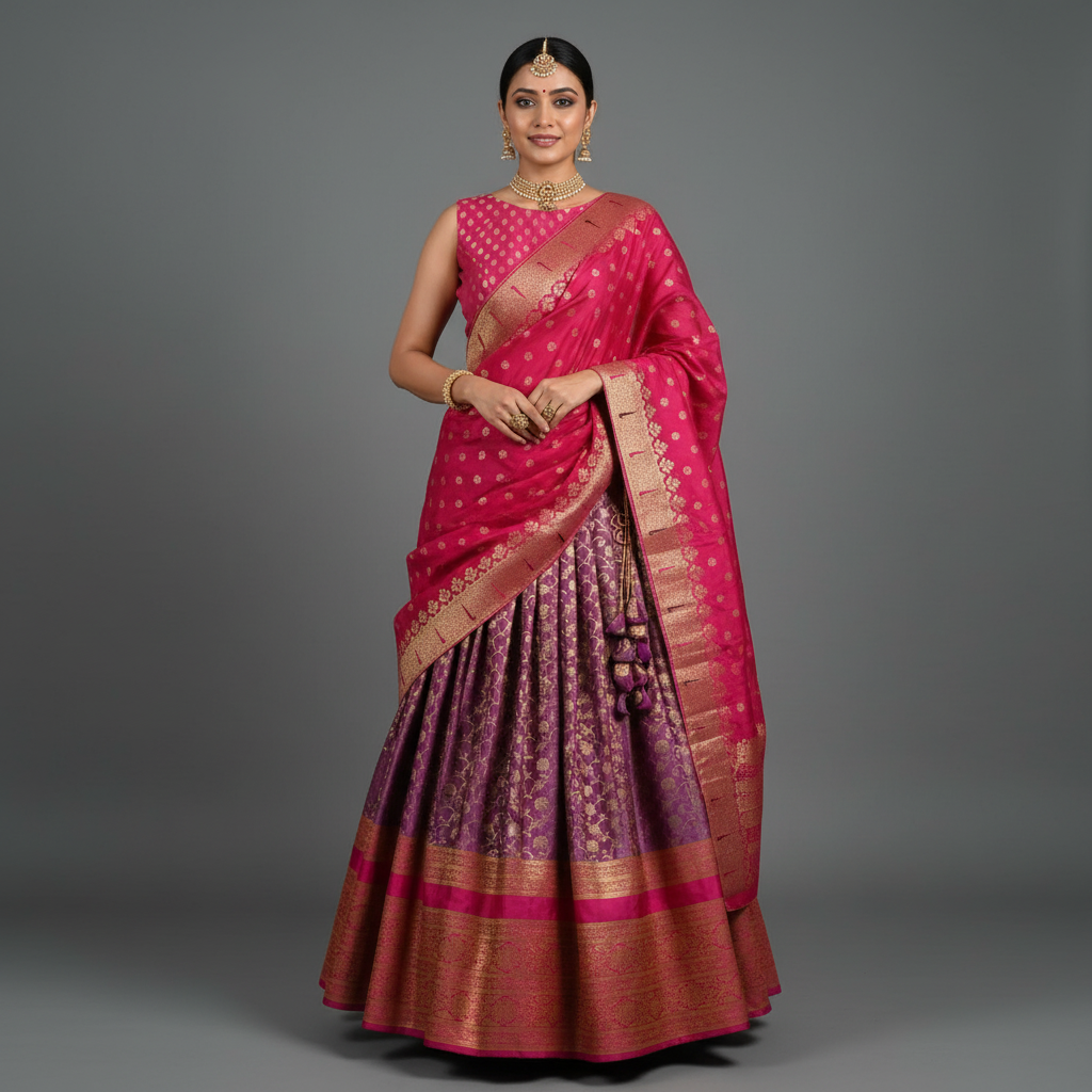 Half Saree Red - Image 2